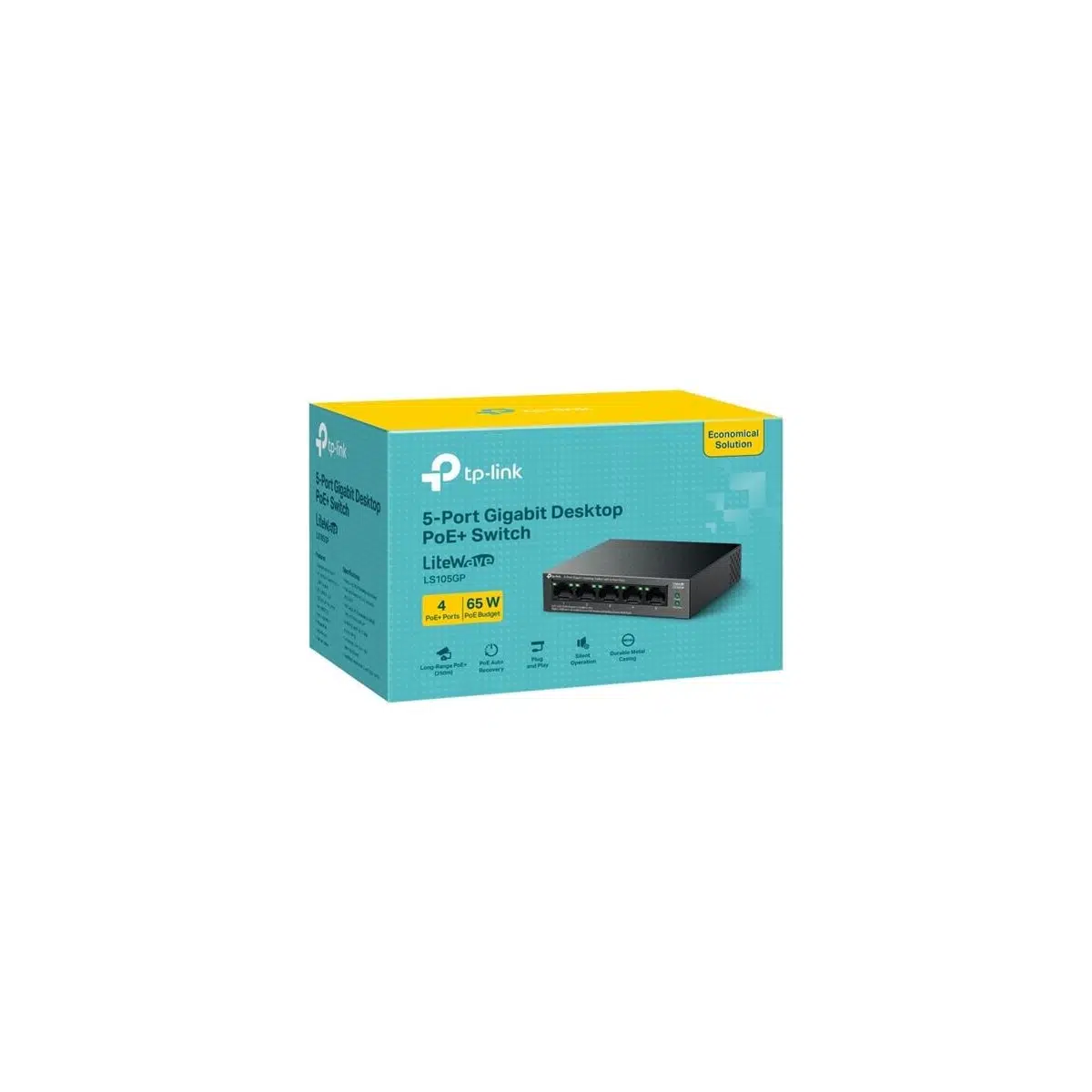 LS105GP 4 Port Gıgabıt + 1 Port RJ45 Uplınk Poe 65W 250 Metre Poe Mesafe Metal Kasa Swıtch