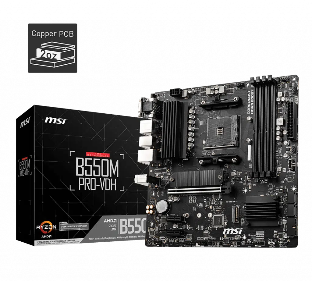 MSI B550M PRO-VDH DDR4 4400MHZ 1XVGA 1XHDMI 1XDP 2XM.2 USB 3.2 MATX AM4 (AMD 5000/4000G/3000 SERİLERİ İLE UYUMLU)