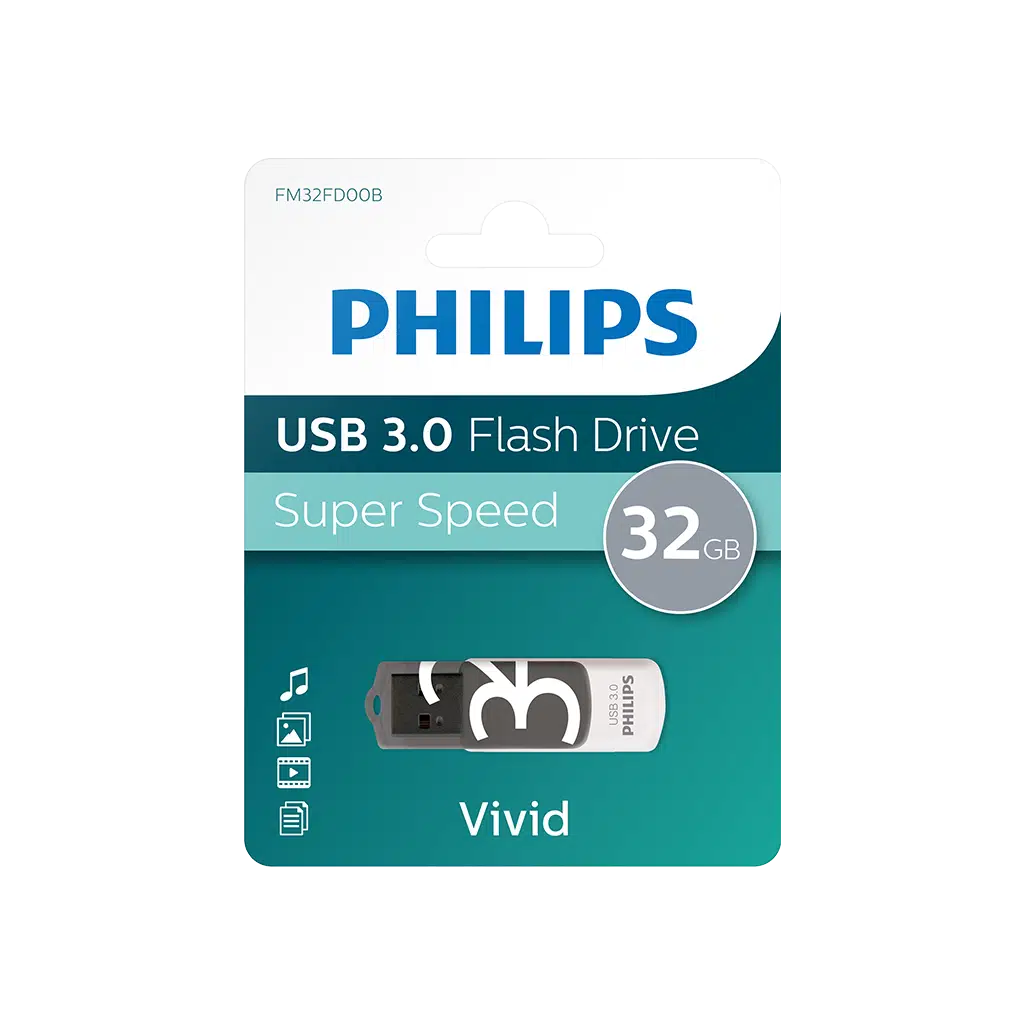 PHILIPS FM32FD00B, 32GB, USB 3.0, Vivid, Gölge Grisi, Flash Disk