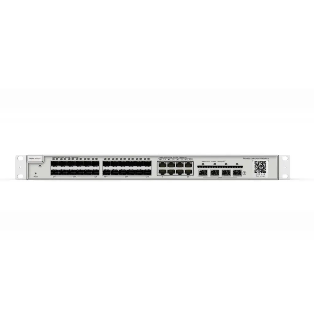 RUIJIE REYEE RG-NBS3200-24SFP/8GT4XS 24 Port, 24 Port 1G SFP, 8 Port Gigabit Combo, 4 Port 10G SFP, L2 Yönetilebilir Switch Metal Kasa